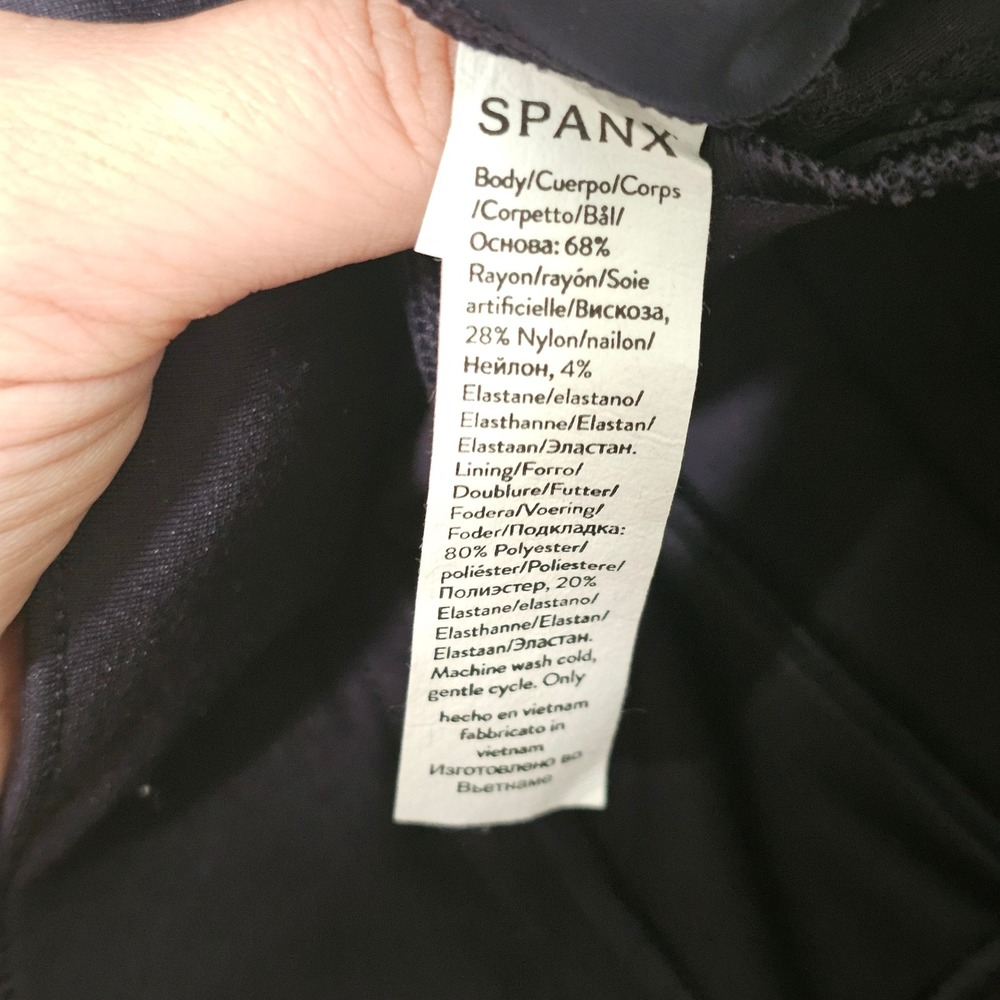 Spanx M Petite Perfect Navy Pant Hi-Rise Flare Ponte Office Front Seam NWT - Picture 9 of 9